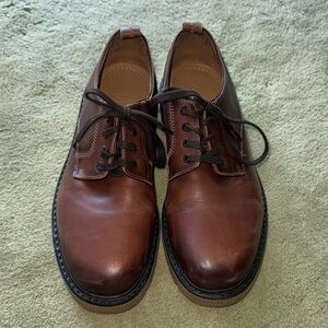 Zara Men's Dark Brown Leather Lace-Up Derby Oxford Shoes